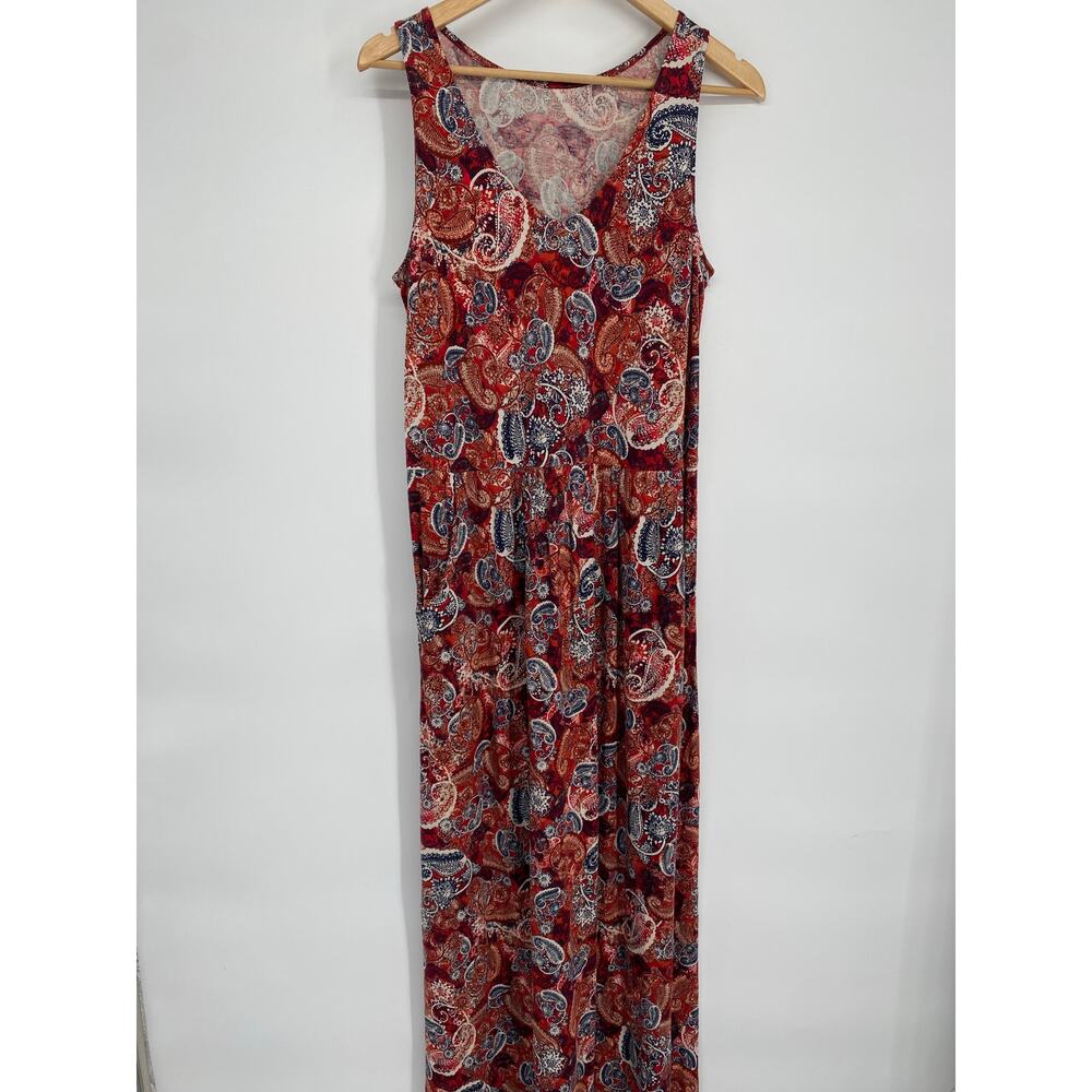 Garnet Hill Maxi Dress Women S Paisley Floral Heritage Organic-Cotton & Tencel